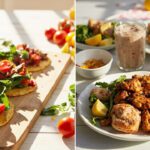 Colorful grilled vegetable skewers on a plate